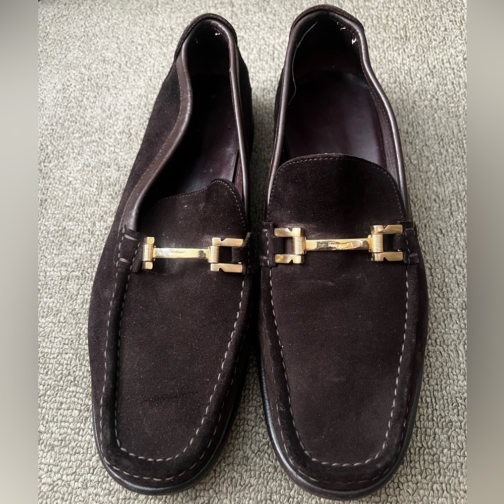 Men’s Salvatore Ferragamo Brown Suede & Leather Driver Shoes